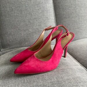 Sam Edelman Hazel Pink Fuchsia Slingback Heels Suede Upper Size 6.5 Women’s